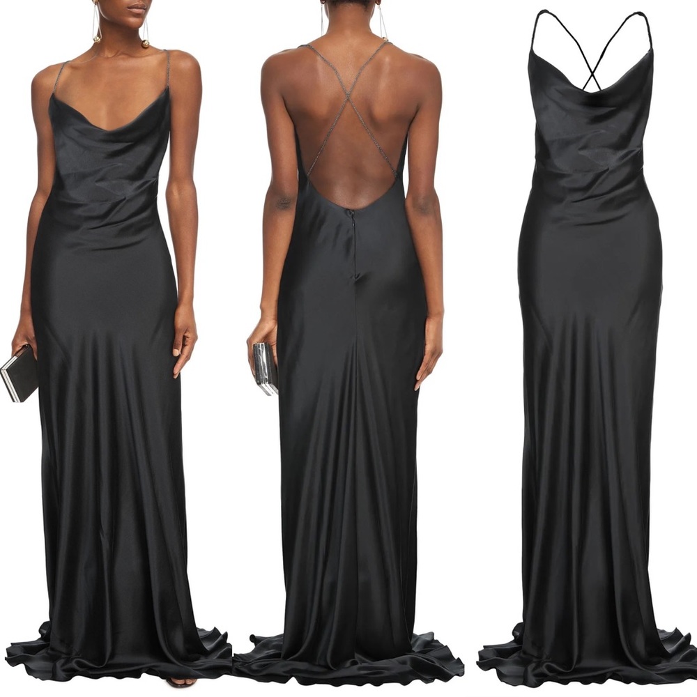 Redemption Embellished Draped Washed Silk Maxi Dress